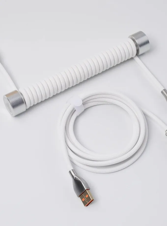 GravaStar Coiled Aviator USB Cable - White High Quality