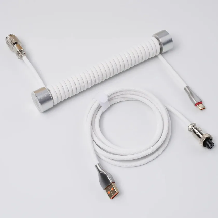 GravaStar Coiled Aviator USB Cable - White High Quality